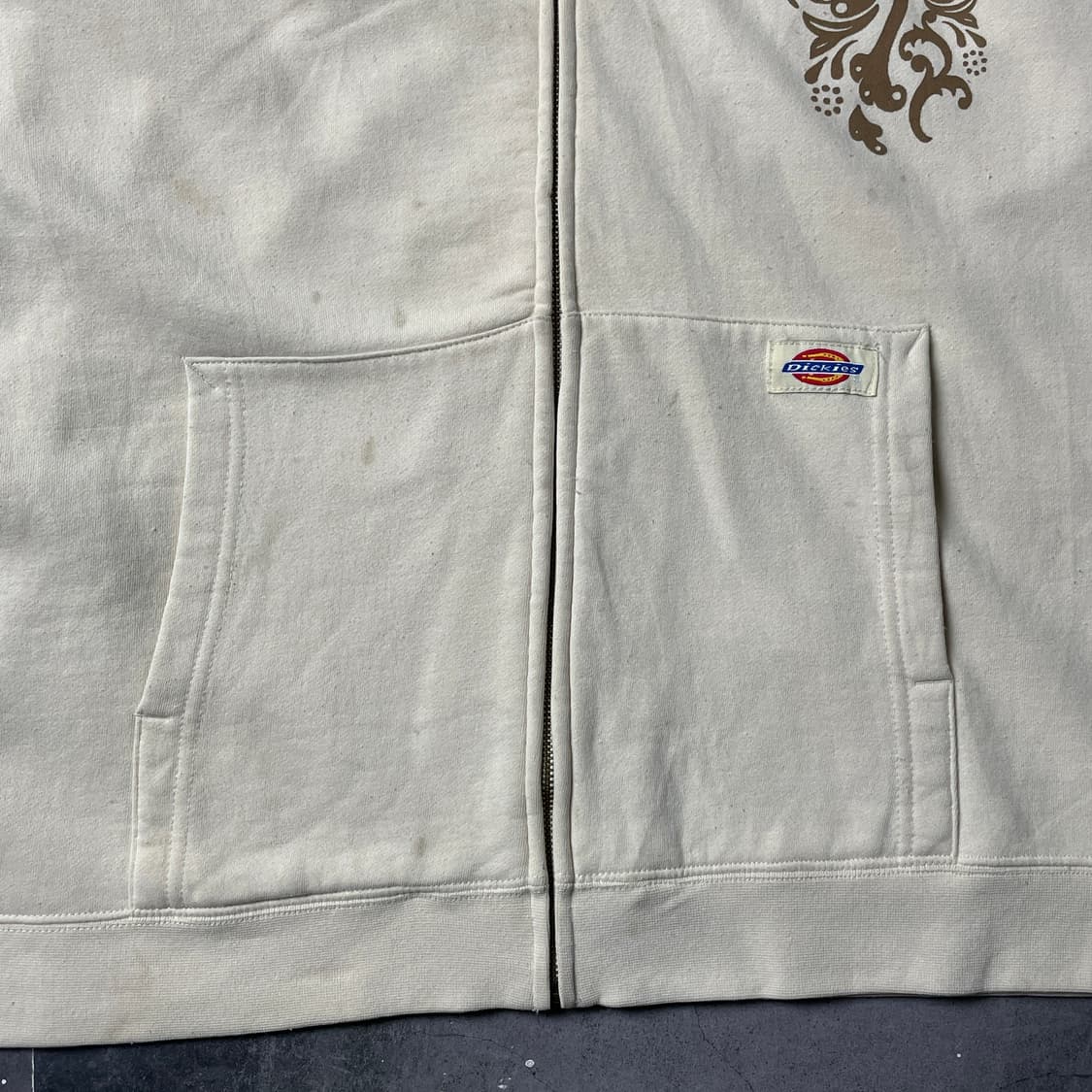 DICKIES 디키즈 빈티지 아이보리 기모 후드 집업 A00870 상품이미지4