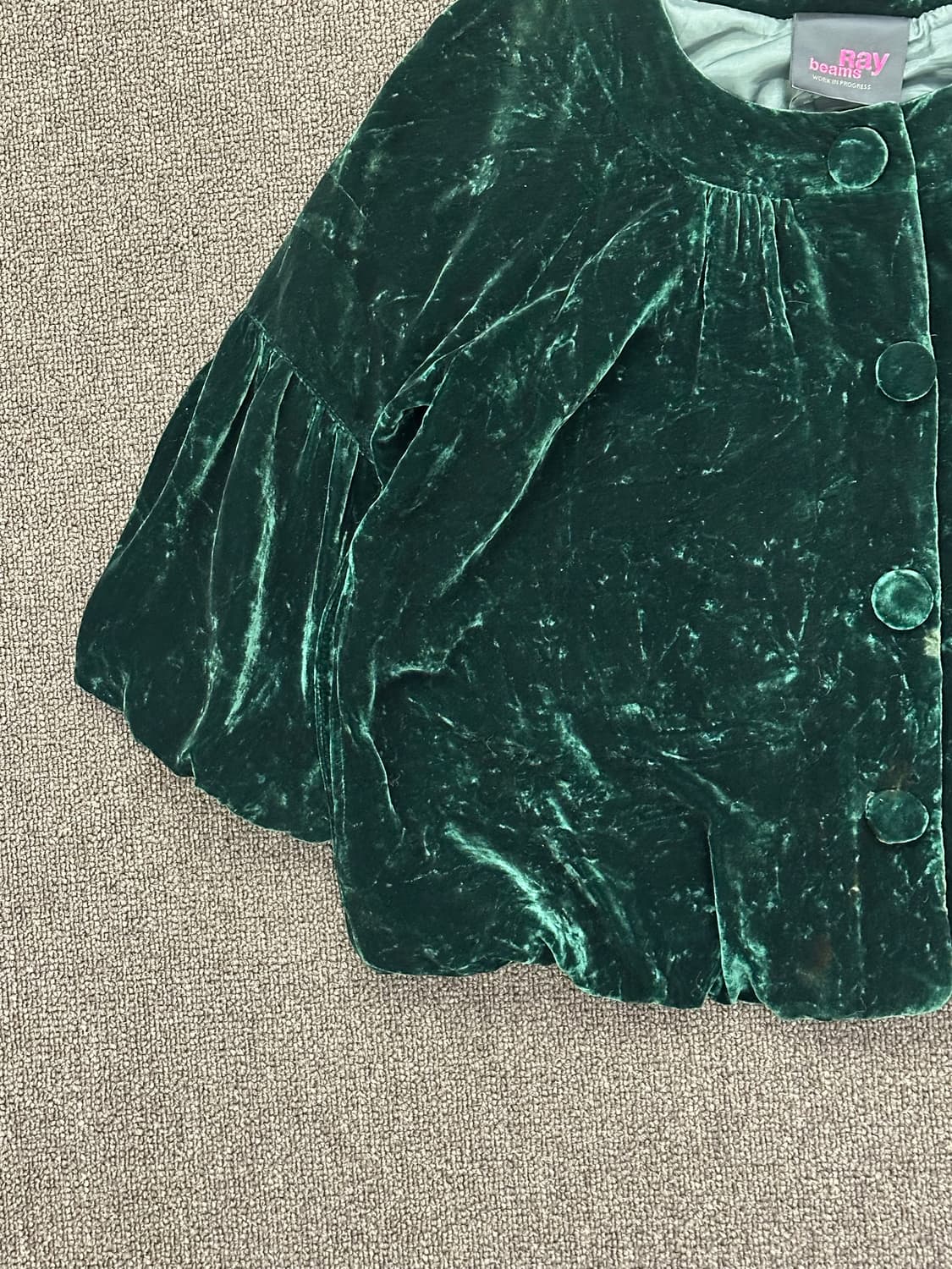 OS)레이빔즈 빈티지 여성 그린 벨벳 자켓 상품이미지3