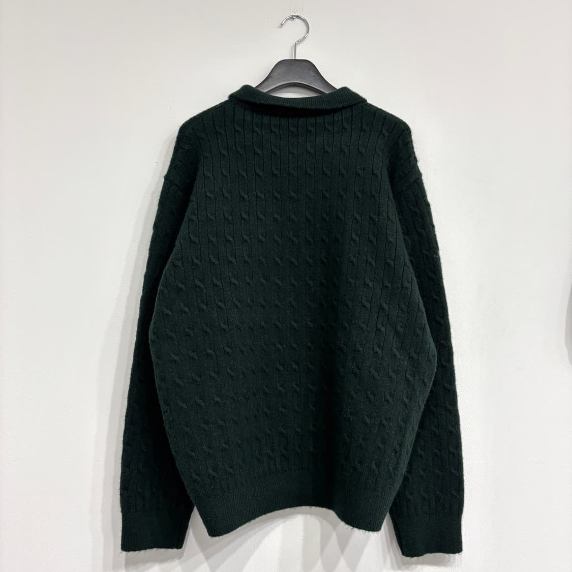 [새상품] 딥그린 꽈배기 반집업 니트 상품이미지3