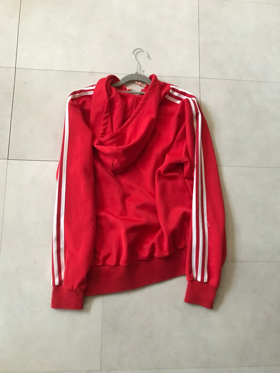 아디다스 레드 오버핏 후드 져지 상품이미지9