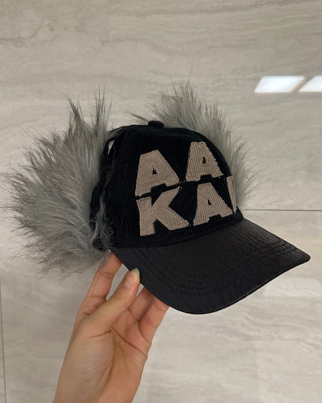 아캄 레더 믹스 트루퍼 캡 블랙 상품이미지2