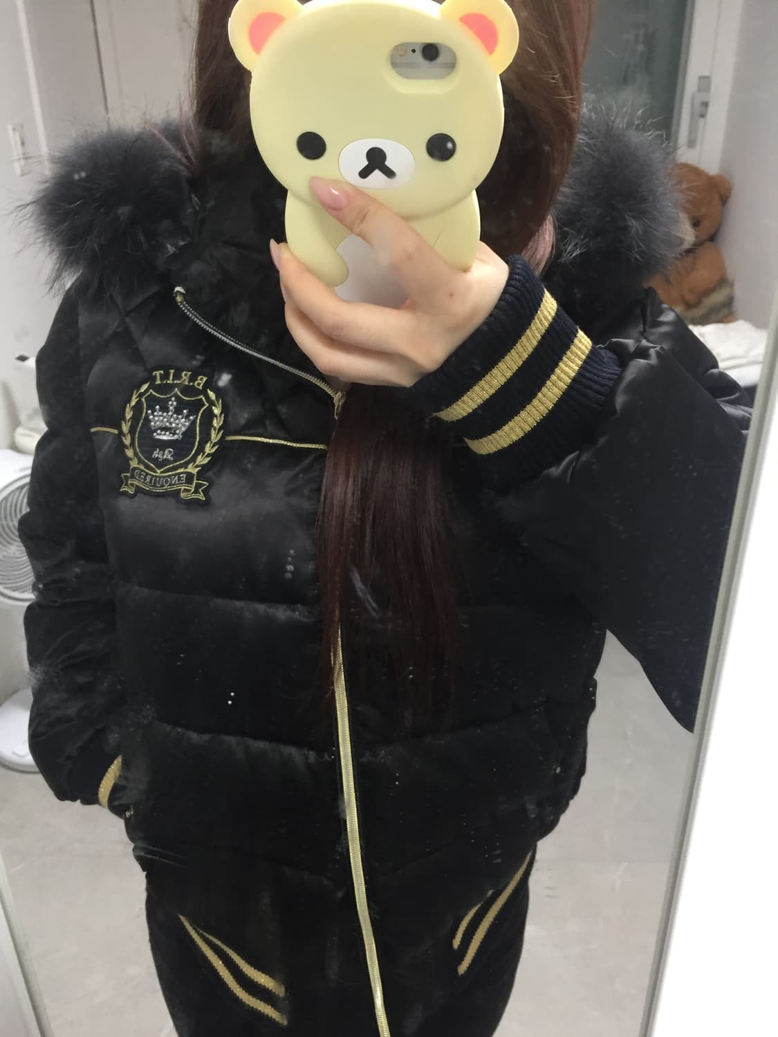 Ask Enquired 블랙 퍼 패딩 상품이미지2