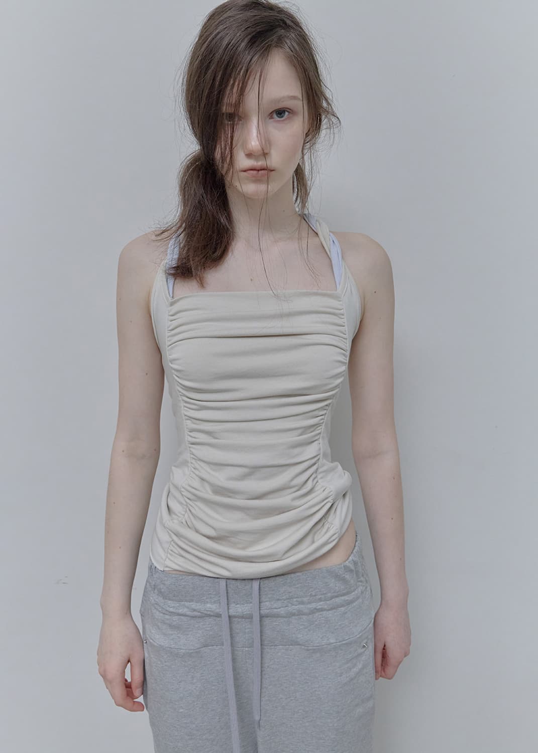 필세 philce Mixed drape Sleeveless, Ivory 상품이미지2
