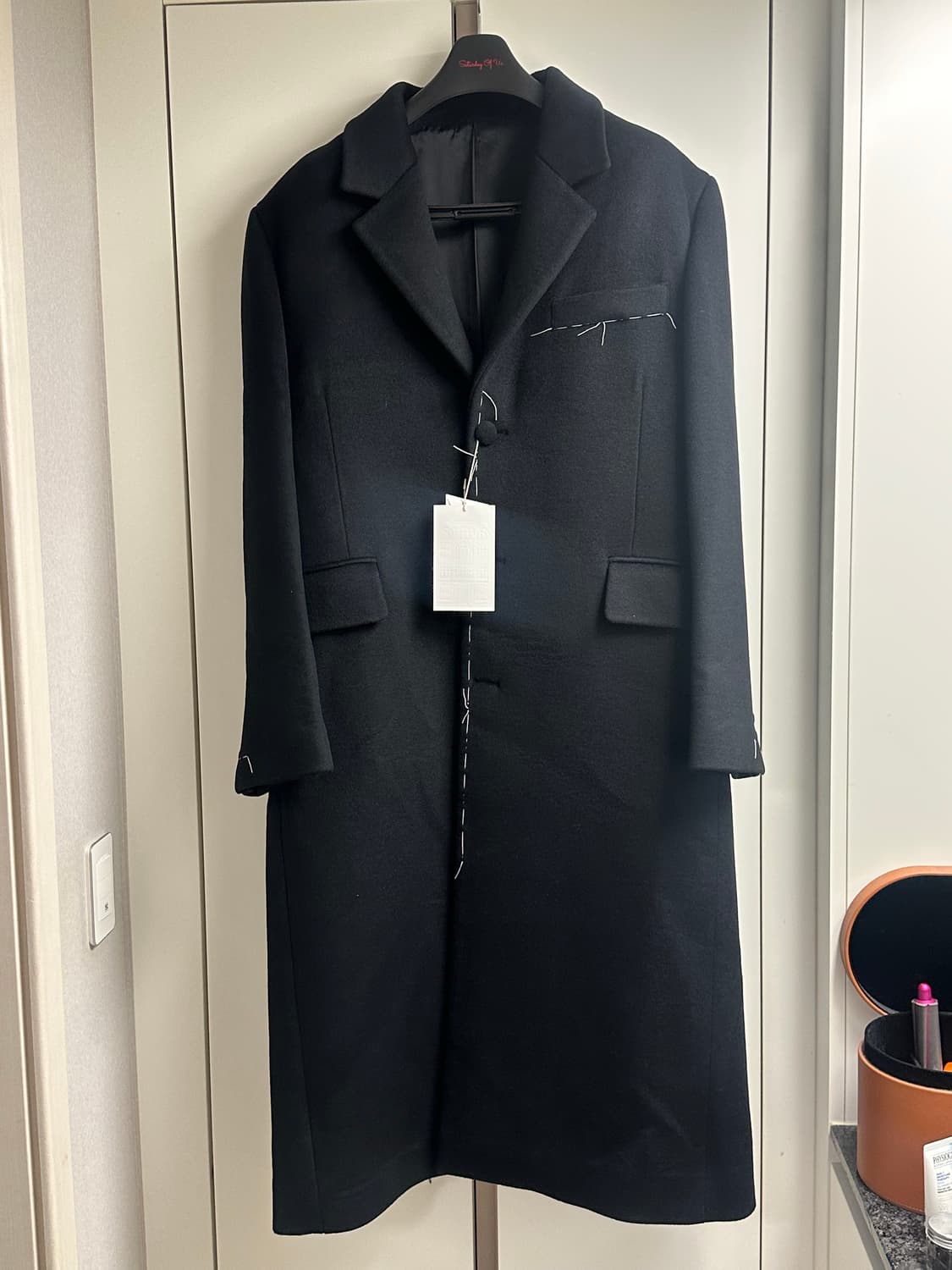 [L] stu 핸드 스티치 싱글 코트 블랙 상품이미지1