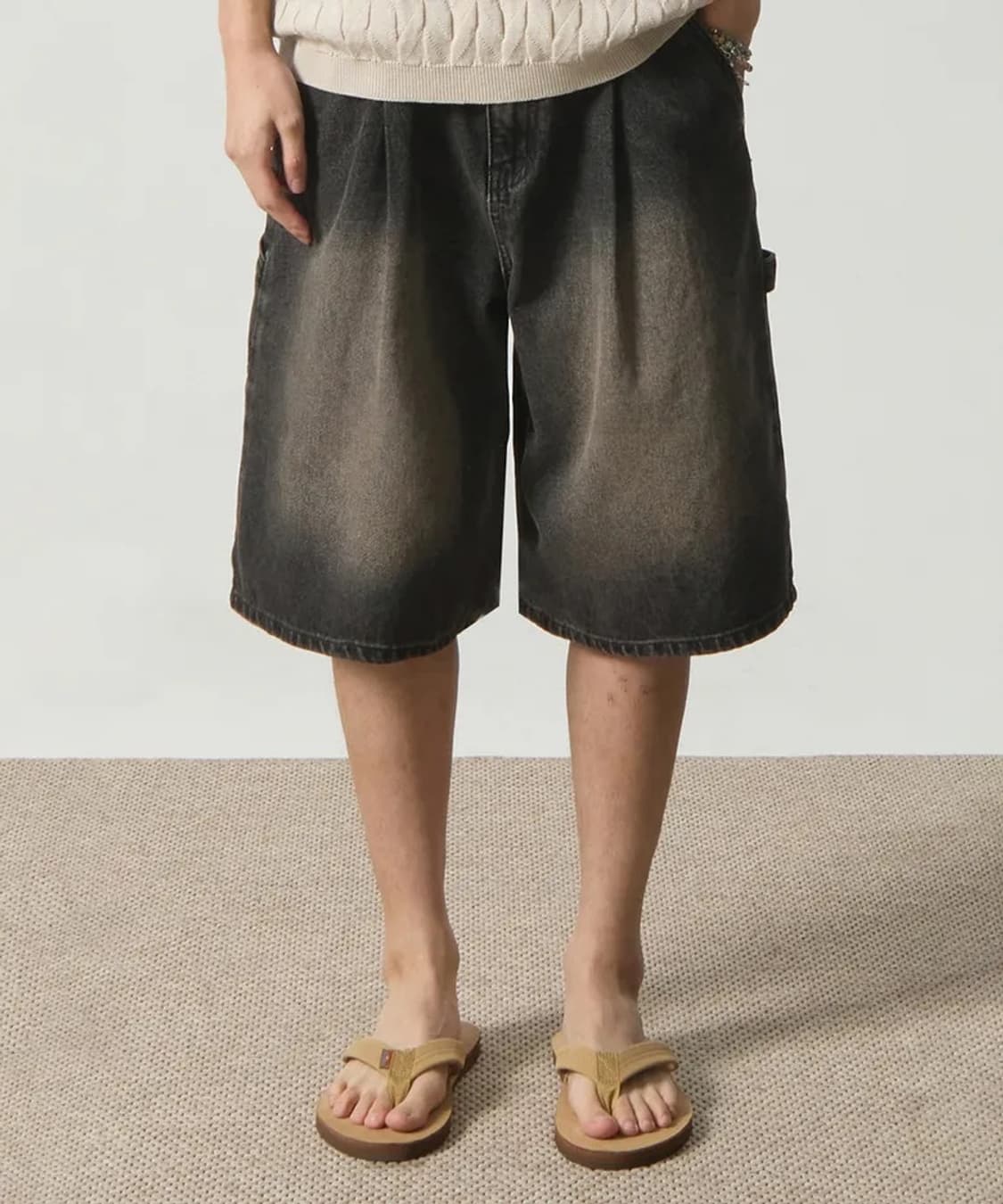 블랙 데님 버뮤다 상품이미지1