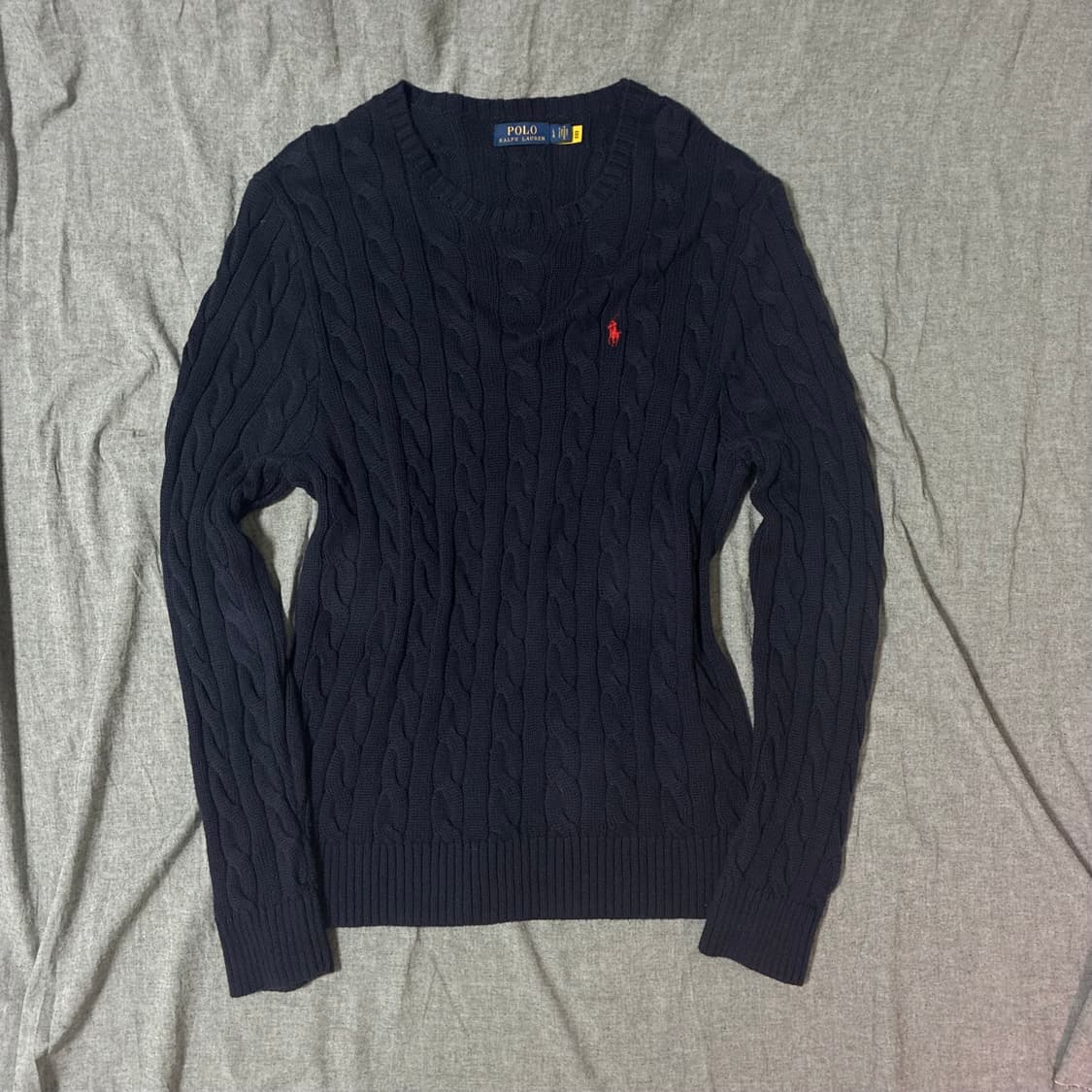 (정품 QR) 신형 폴로 랄프로렌 네이비 꽈배기 니트 L사이즈 상품이미지3