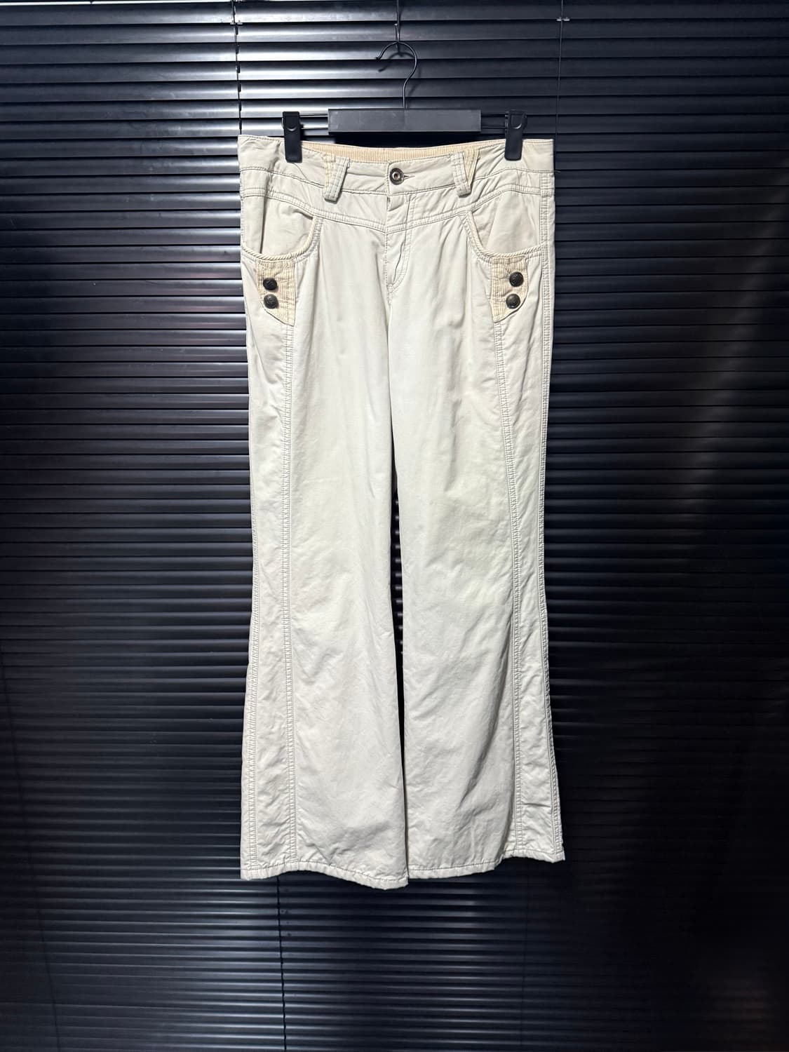 Y2K 부츠컷 골덴 코듀로이 연한 베이지 믹스 30 웨스턴 절개 나팔 상품이미지2