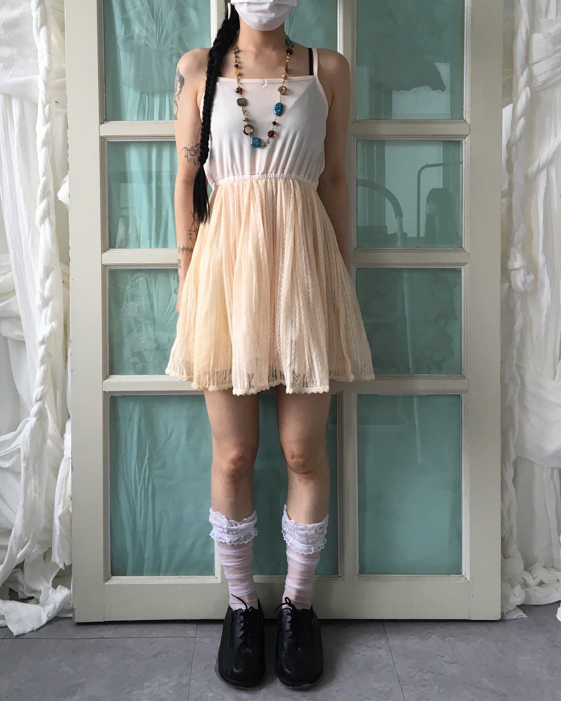 Lace layered sleeveless onepiece 상품이미지1
