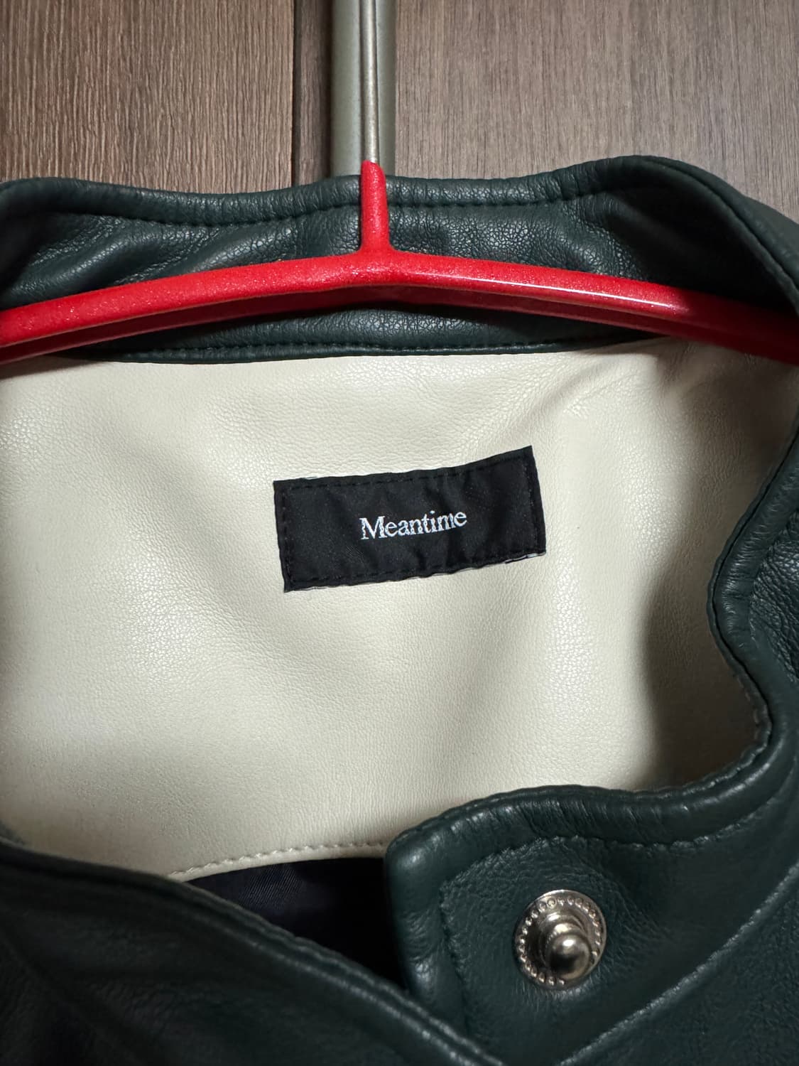 민타임 모터사이클 레더 자켓 그린 상품이미지2