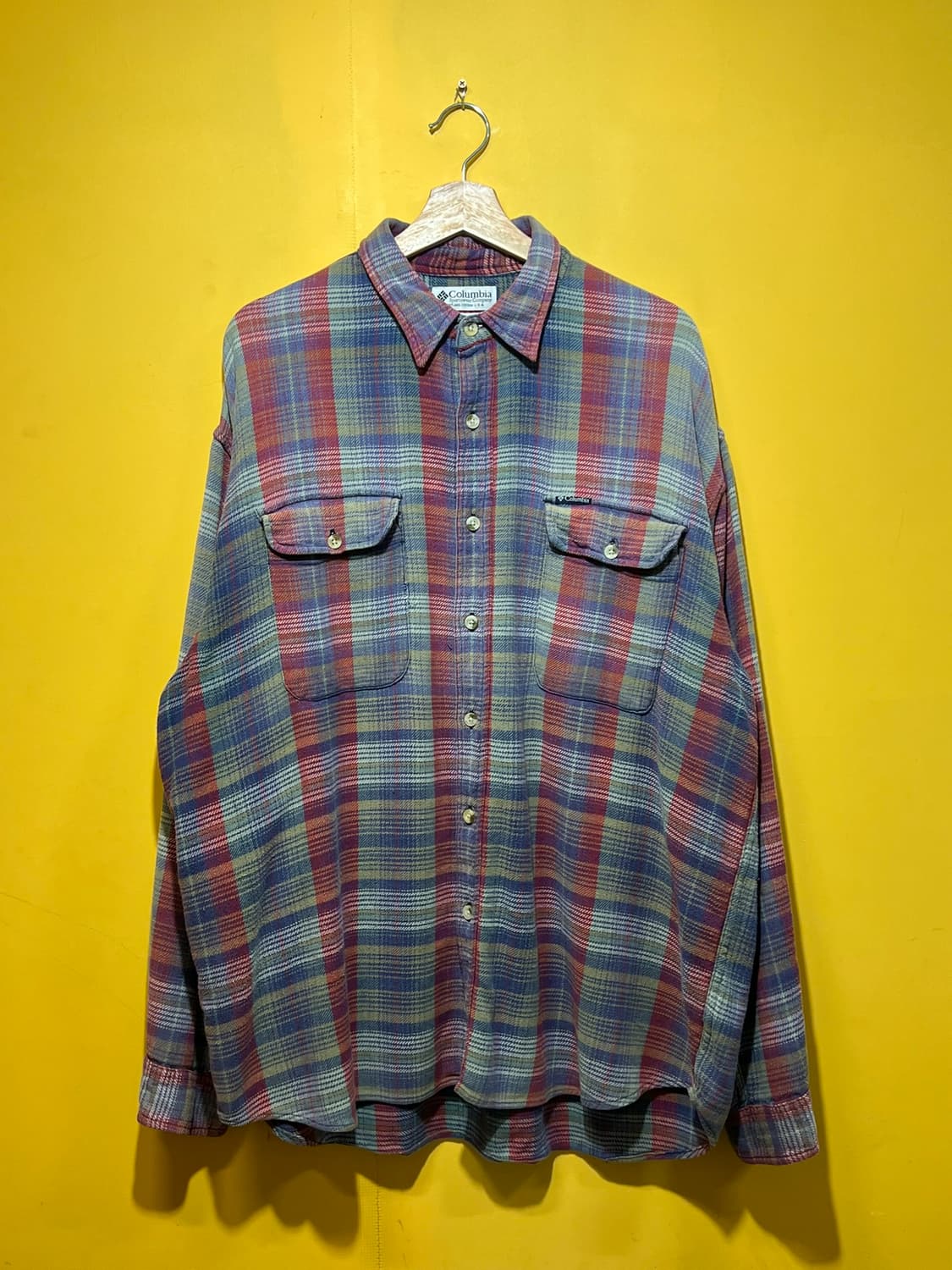 90s [XL] 올드 콜롬비아 빈티지 체크 플란넬 셔츠 상품이미지1