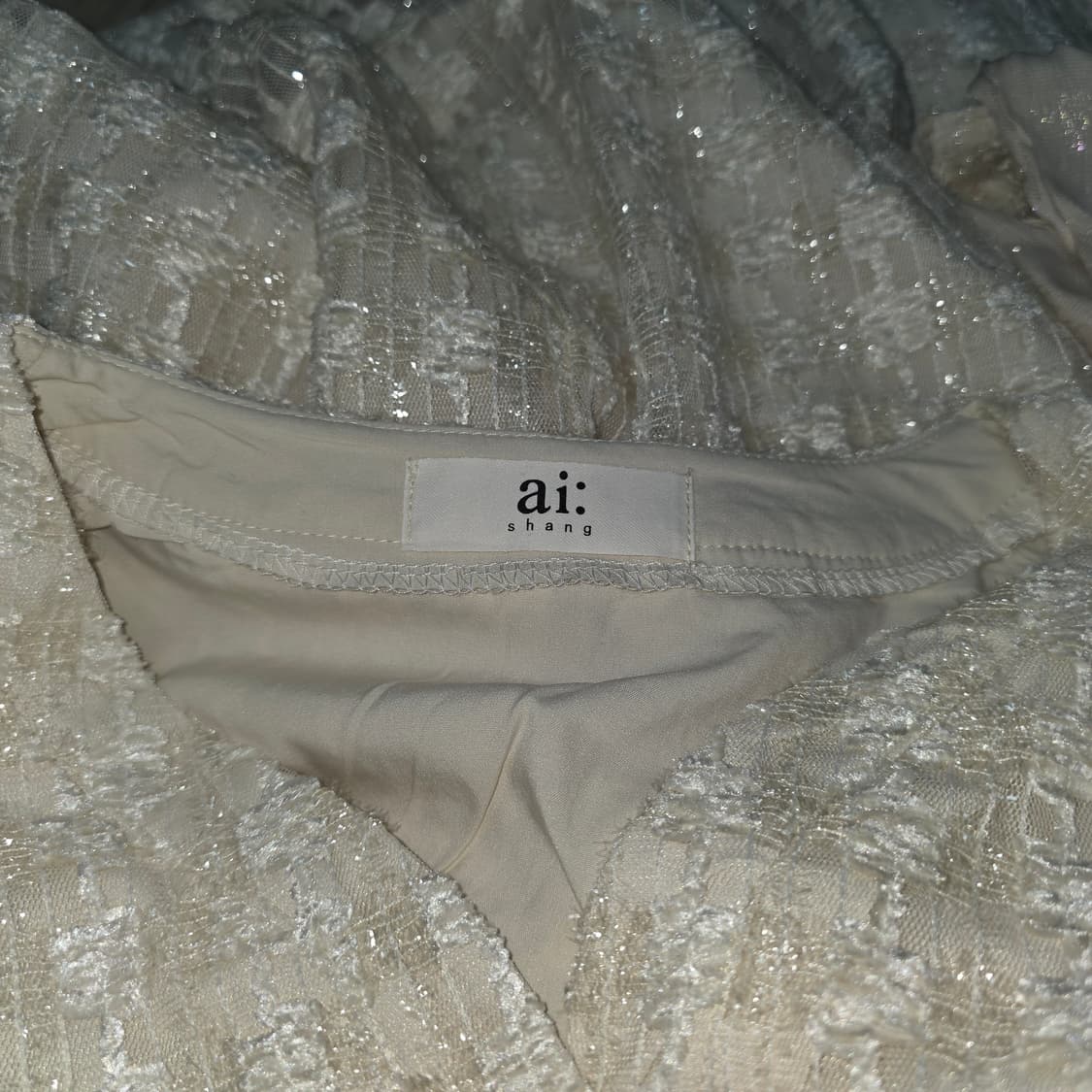 로판 화이트 트위드 쉬폰 로맨틱 진주 실크시스루st 원피스 상품이미지7