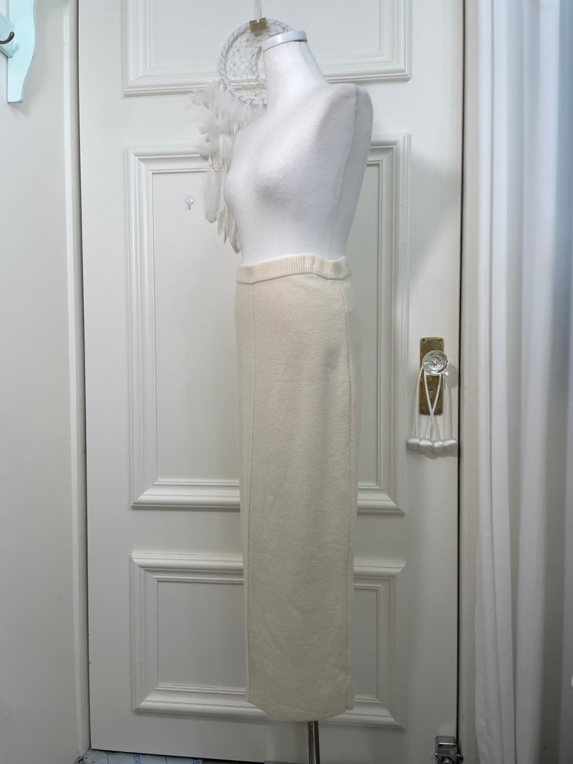 ivory back slit basic knit long skirt 상품이미지2