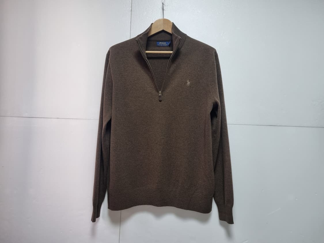 남성 폴로 울 100% WOOL 모 긴팔 하프 집업 긴팔 니트 스웨터 상품이미지3