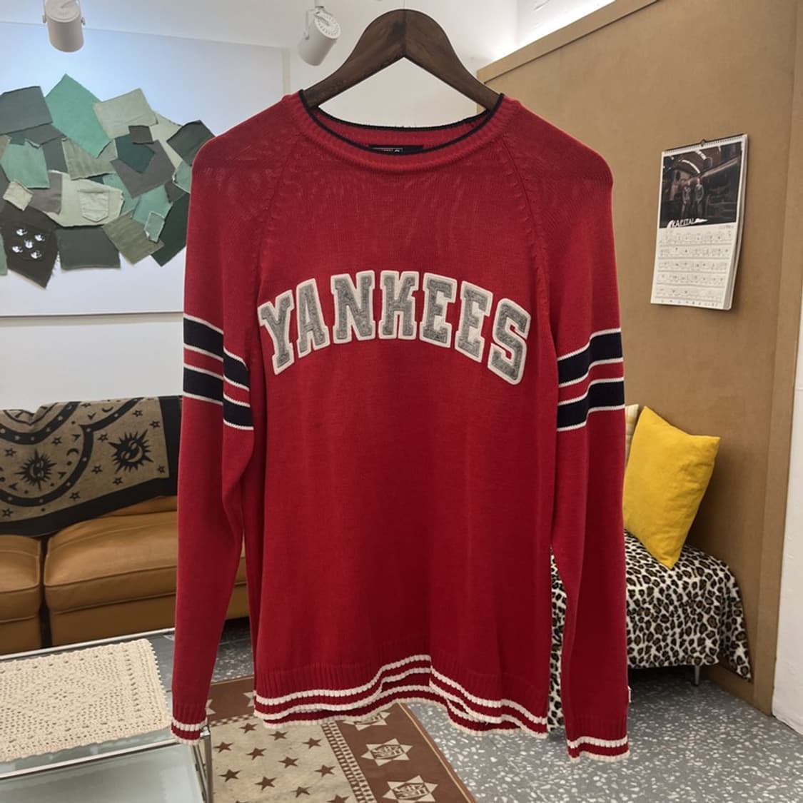 WWS 레트로 00's 뉴욕양키스 배색 라인 니트 95 C10340 상품이미지3