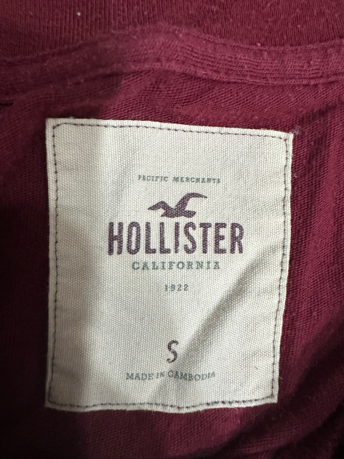 홀리스터(Hollister) 플라워 로고 슬림핏 반팔 티셔츠 S 버건디 상품이미지5