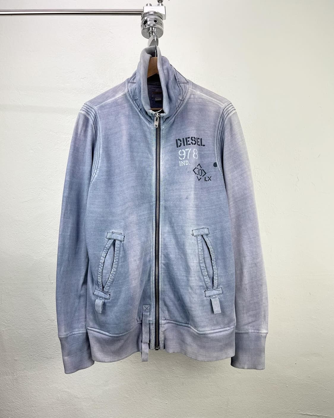 디젤 딥블루 워시드 로고 코튼 집업 상품이미지1