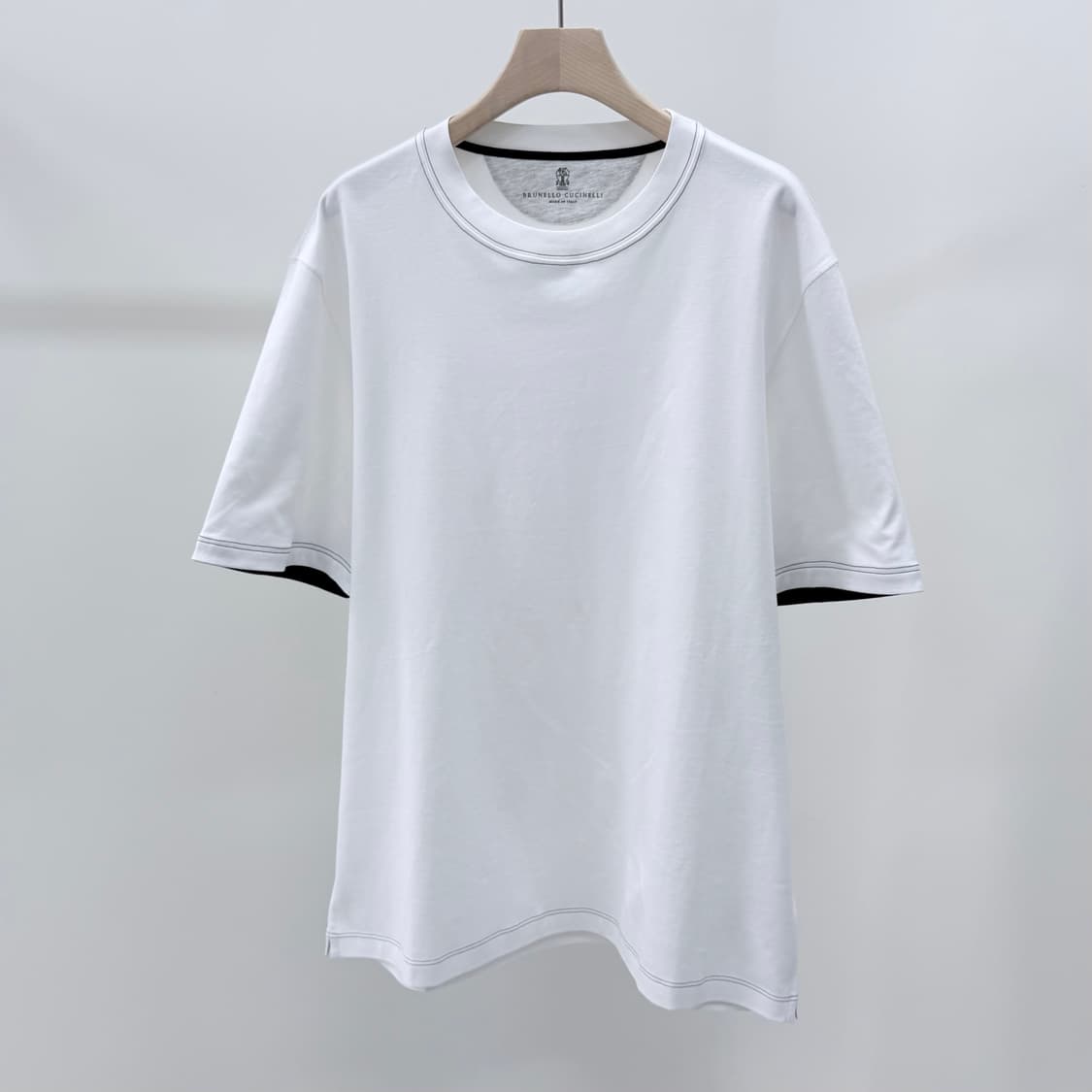 [미사용/2XL] 브루넬로 쿠치넬리 크루넥 코튼 반팔 티셔츠 화이트 상품이미지1