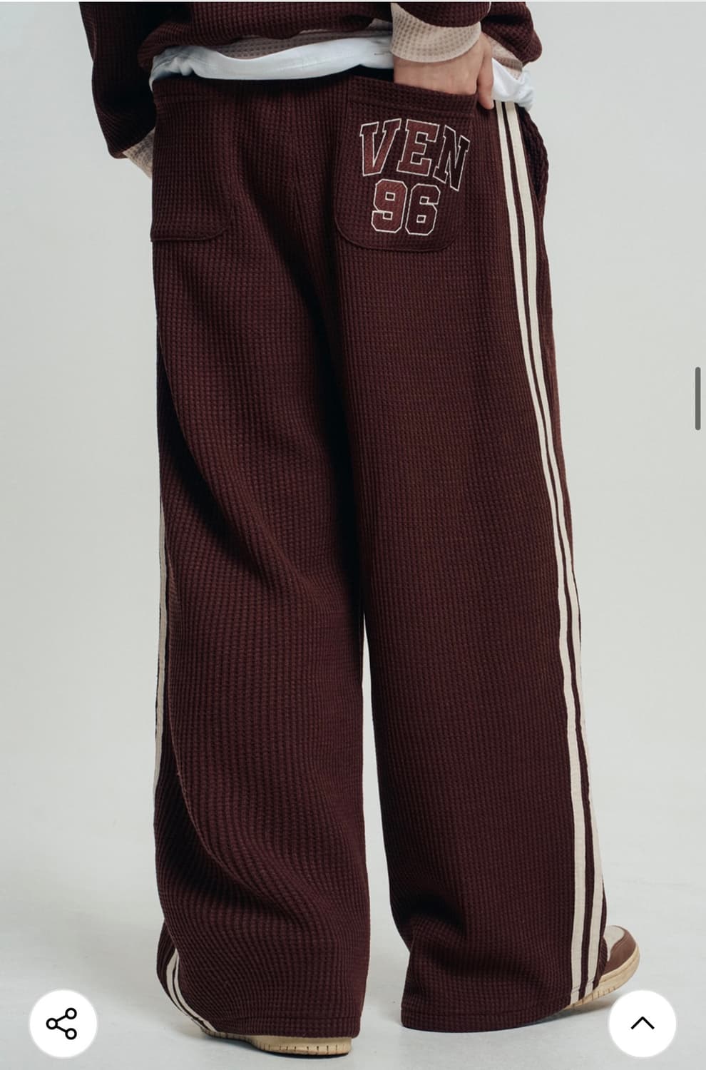 [벤힛] VEN96 트랙 와플 배색 팬츠 (브라운/XL사이즈) 상품이미지3