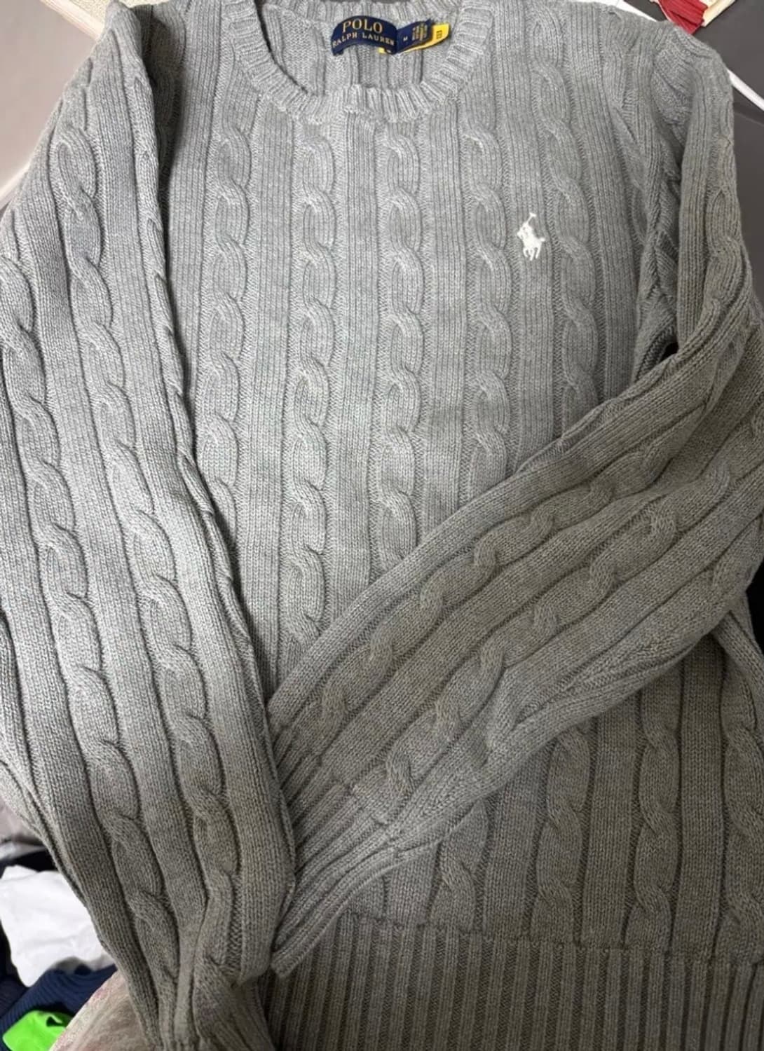 폴로 코튼 케이블니트 그레이 m 상품이미지2