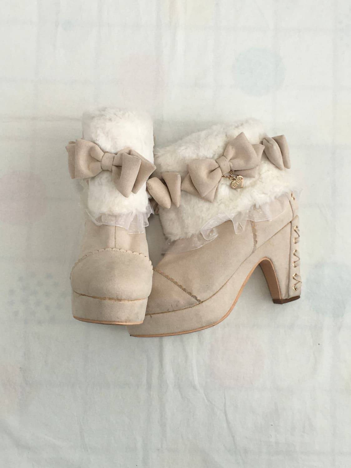 마지막 가격) 리즈리사 Liz Lisa 오네갸루 히메갸루 리본 퍼 부츠 상품이미지2