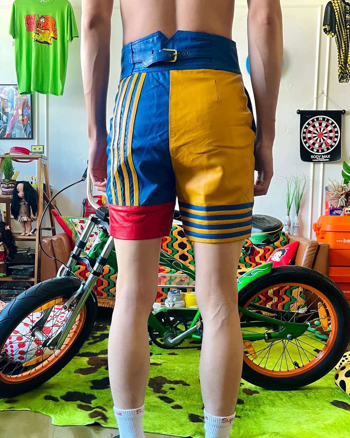 1990a Indian Real Leather Biker Shorts 상품이미지3