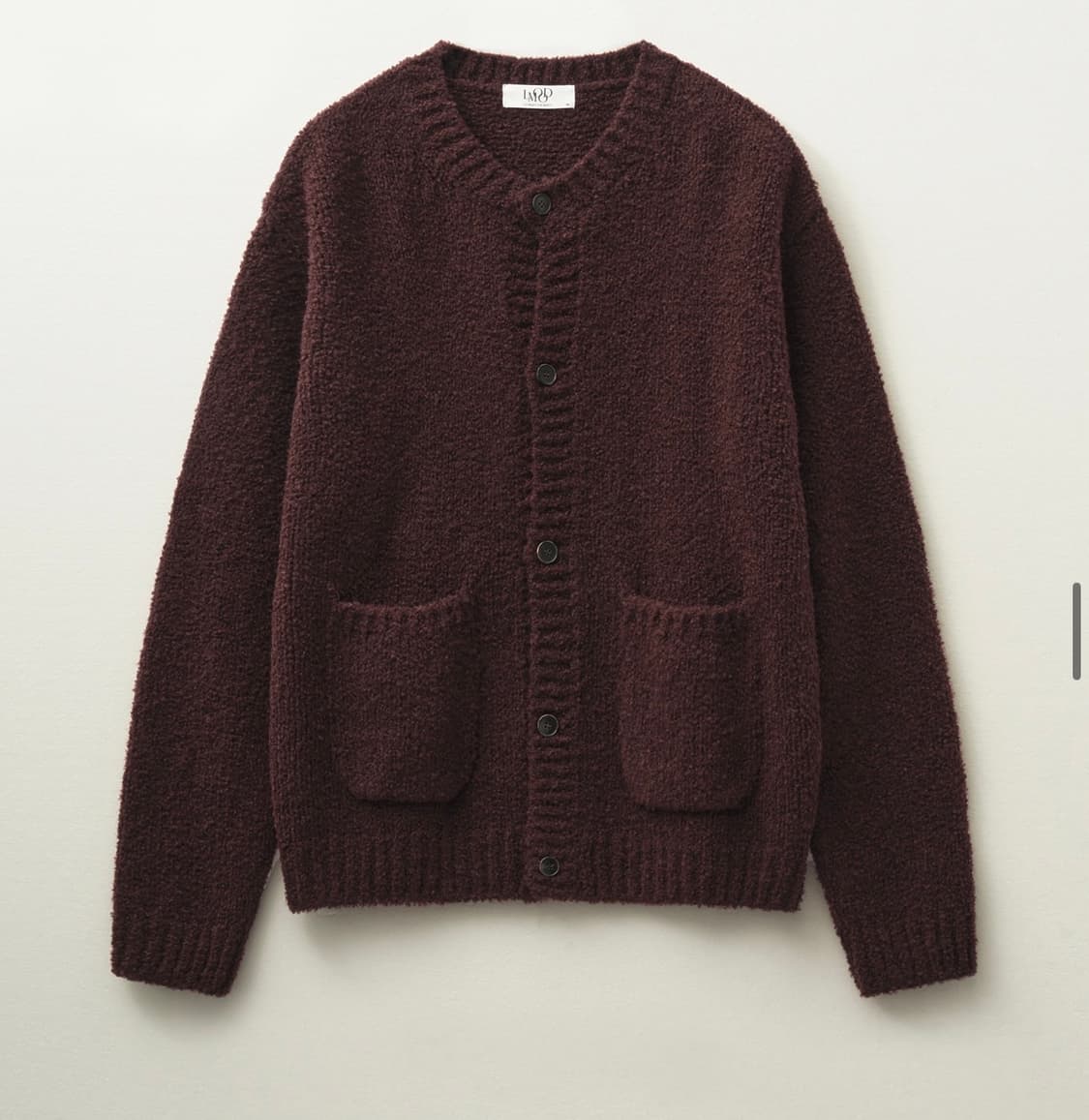 [48]엘무드 봉봉 부클 울 라운드 가디건 크랜베리 상품이미지6