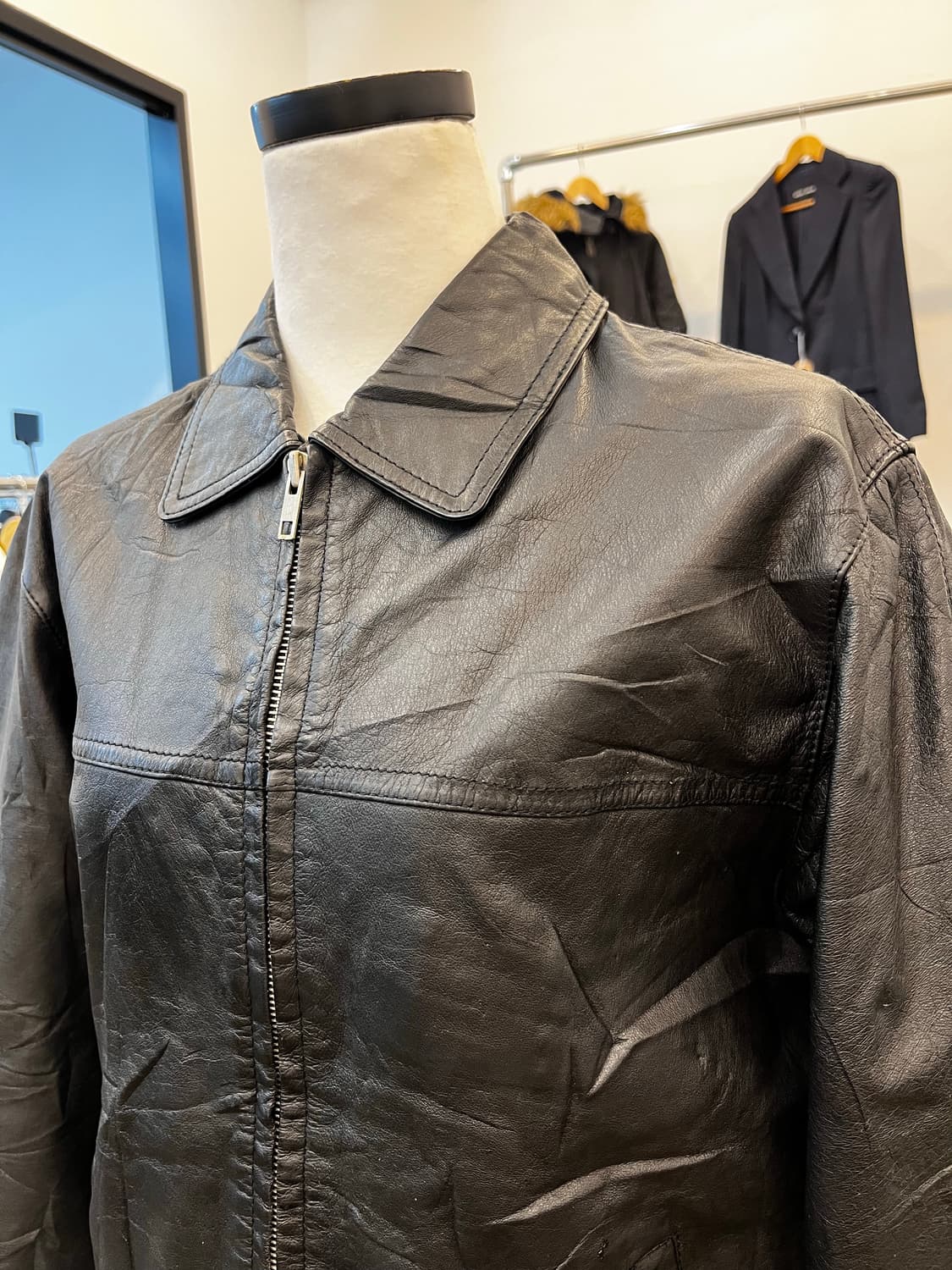 Excellent Fashion 소가죽 블루종 자켓 상품이미지3