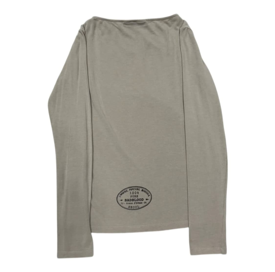 배드블러드 보트넥 루즈핏 롱슬리브 티셔츠 샌드브라운S 상품이미지3