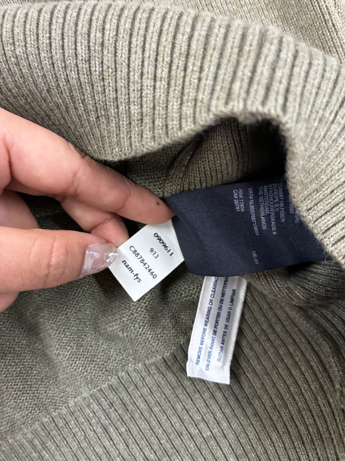 타미 힐피거 올리브 그린 니트 하프 집업 XL 상품이미지7