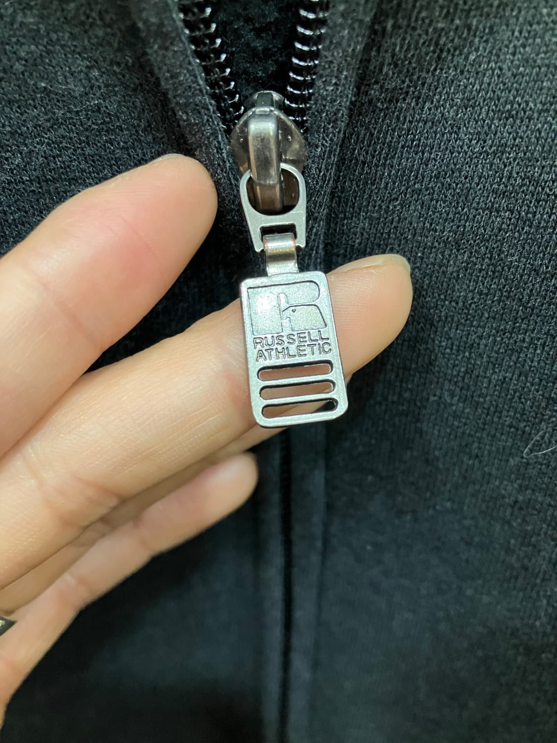 00s Russell 러셀 스웨트 집업 자켓 블랙 2XL 상품이미지5