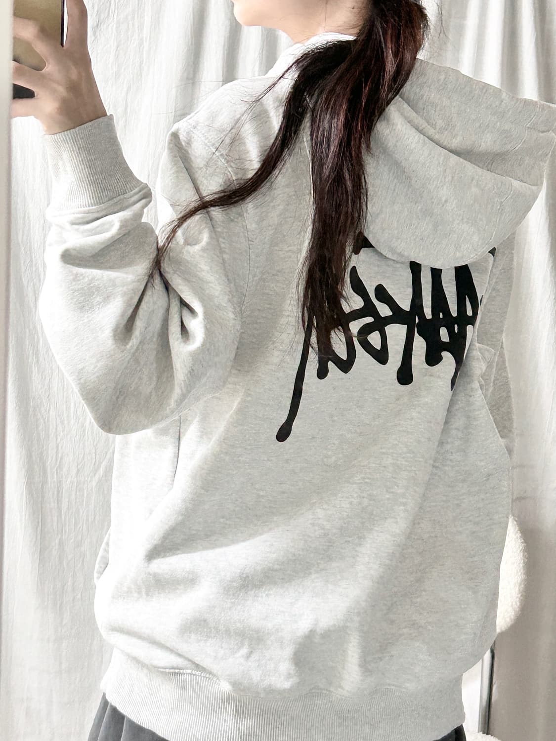 스투시 빅로고 멜란지그레이 후드 상품이미지3