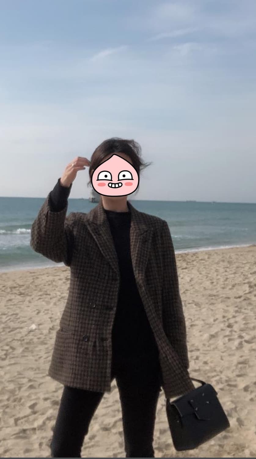 꼼데가르송 빈티지 울 브라운 체크 패턴 더블 자켓 S 상품이미지8