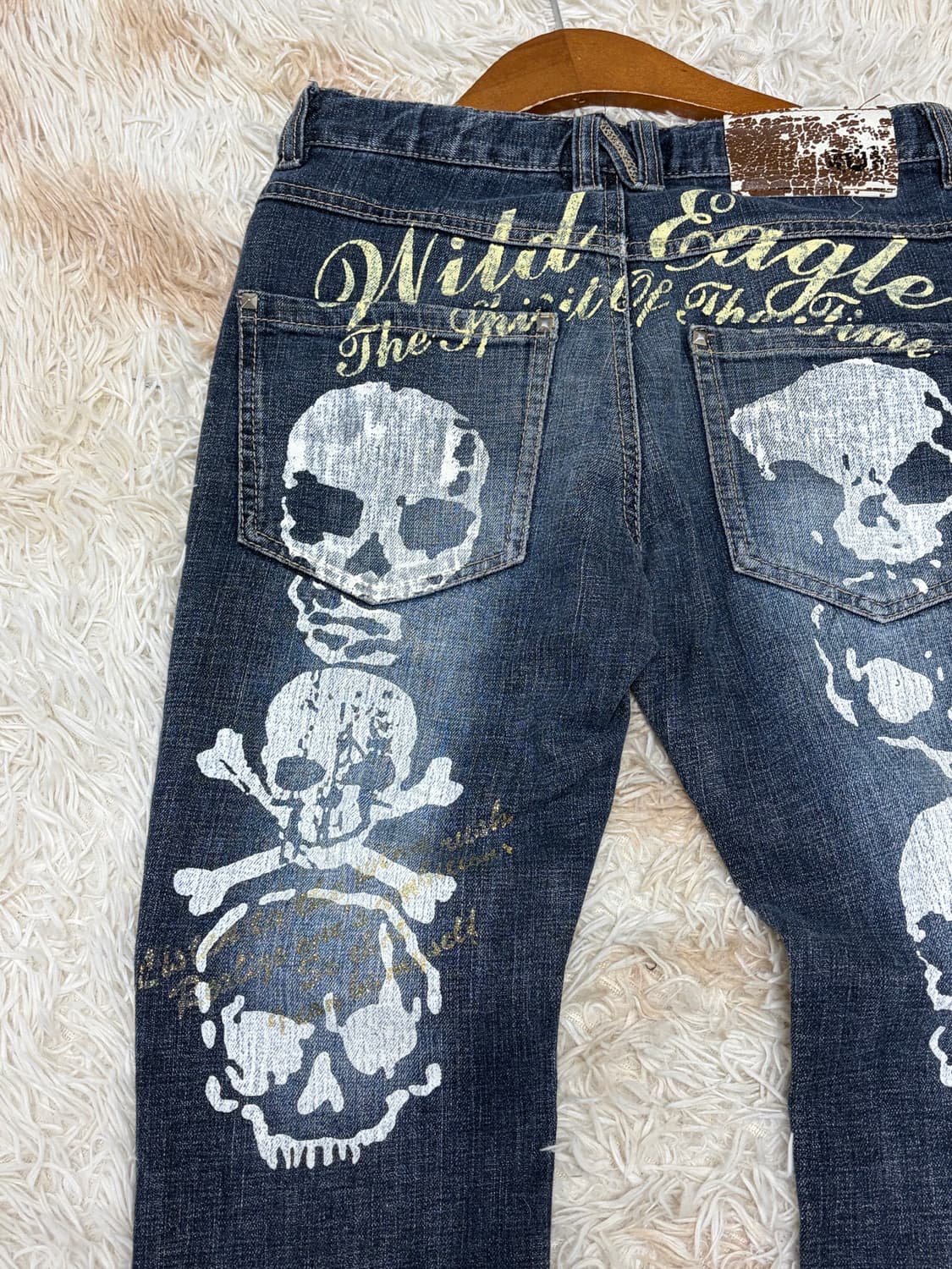 00s 스터드, 해골 디테일 락시크 펑크 와투케 슬림핏 데님팬츠 해골 상품이미지7