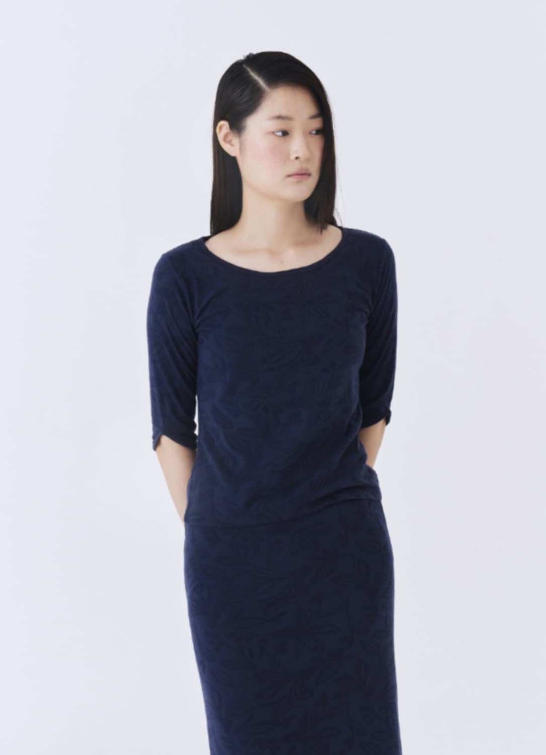 포코포스카 7부 자카드 티셔츠 상품이미지1