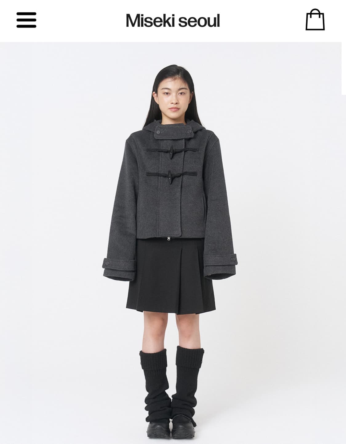 Duffle hoodie short coat CHARCOAL 떡볶이 코트 상품이미지2