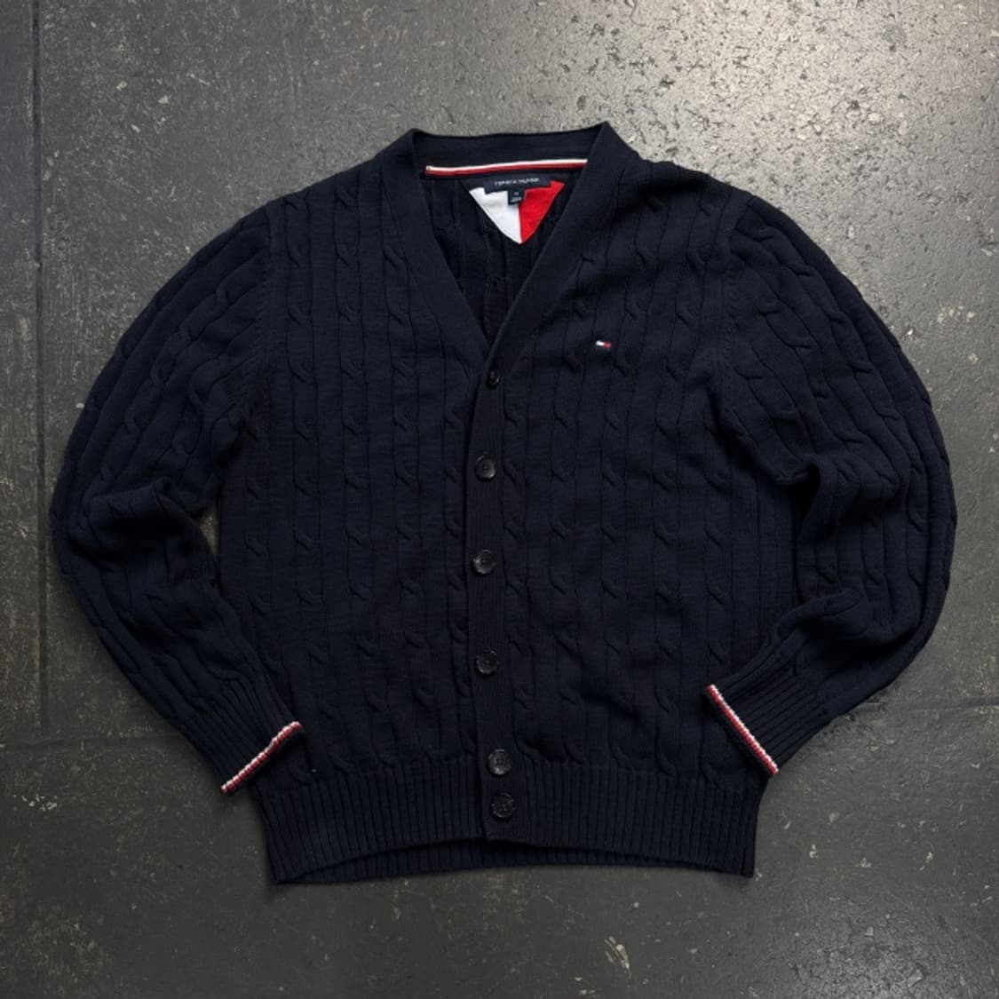 95 타미힐피거 꽈배기 니트 가디건  상품이미지1