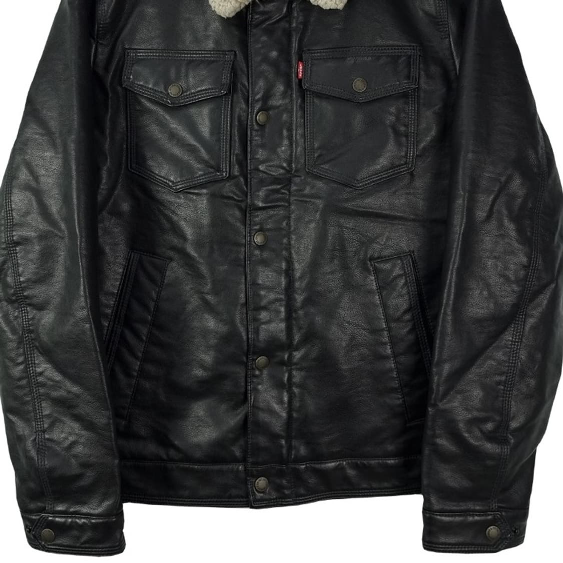 [리바이스] 레더 쉐르파 무스탕 트러커 가죽 자켓 블랙 M18610 상품이미지5