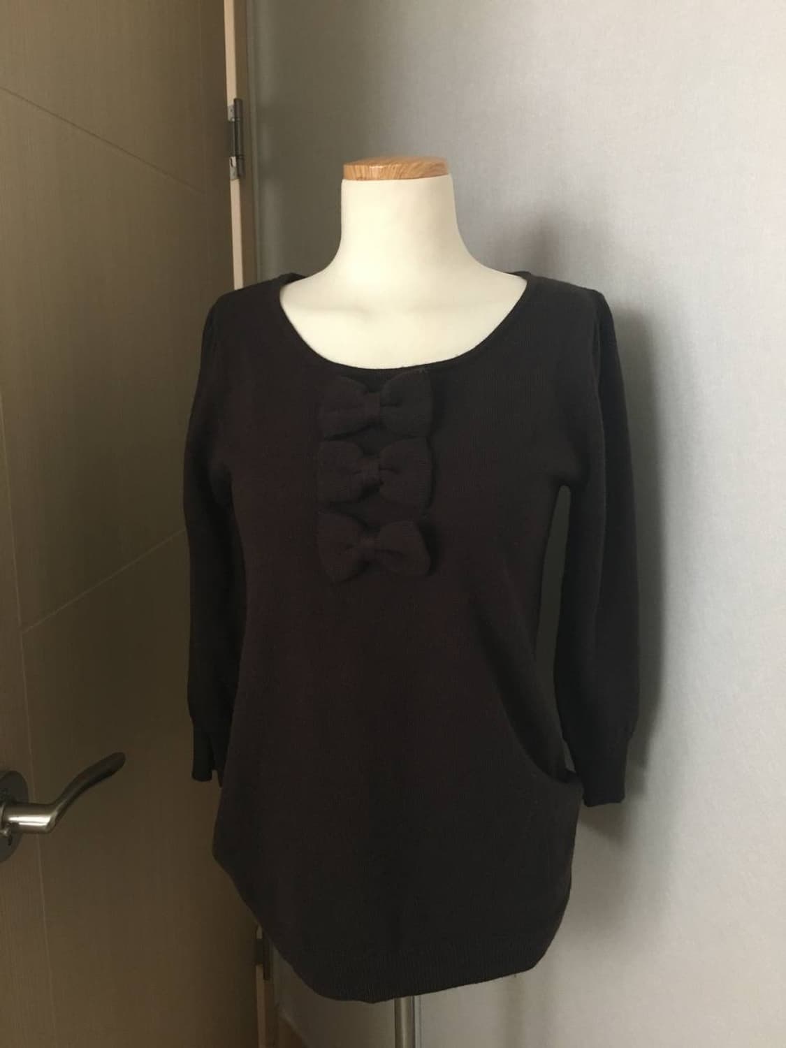 일본빈티지 리본 다크브라운 니트 꼼데 코스 미니멀 상품이미지3