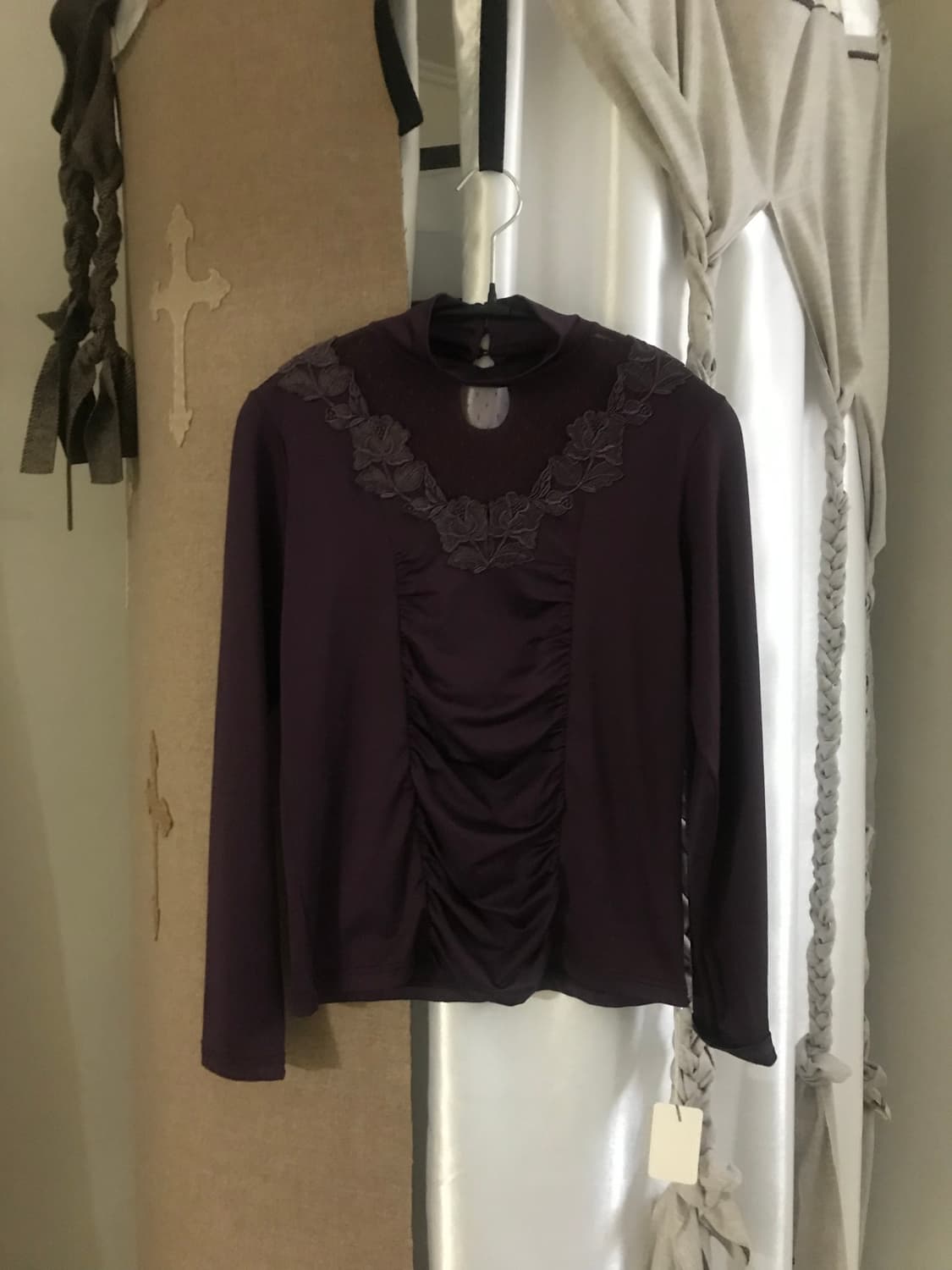 vintage purple lace shirring top 상품이미지5