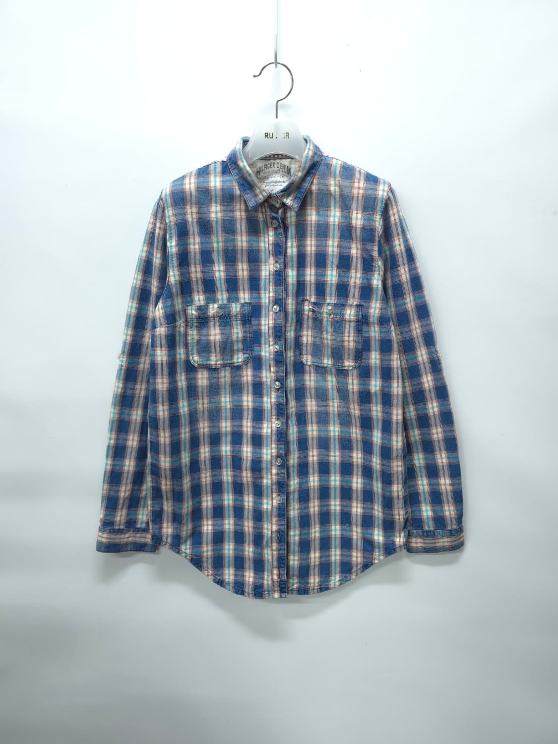 ​타미힐피거 데님 빈티지워싱 체크 남방 셔츠(95~100) 상품이미지1