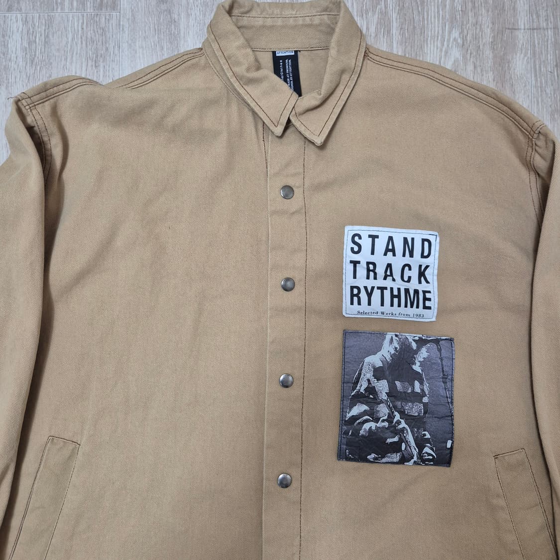 어텐션 빈티지 펑크 패치 워크웨어 오버핏 셔츠 상품이미지2