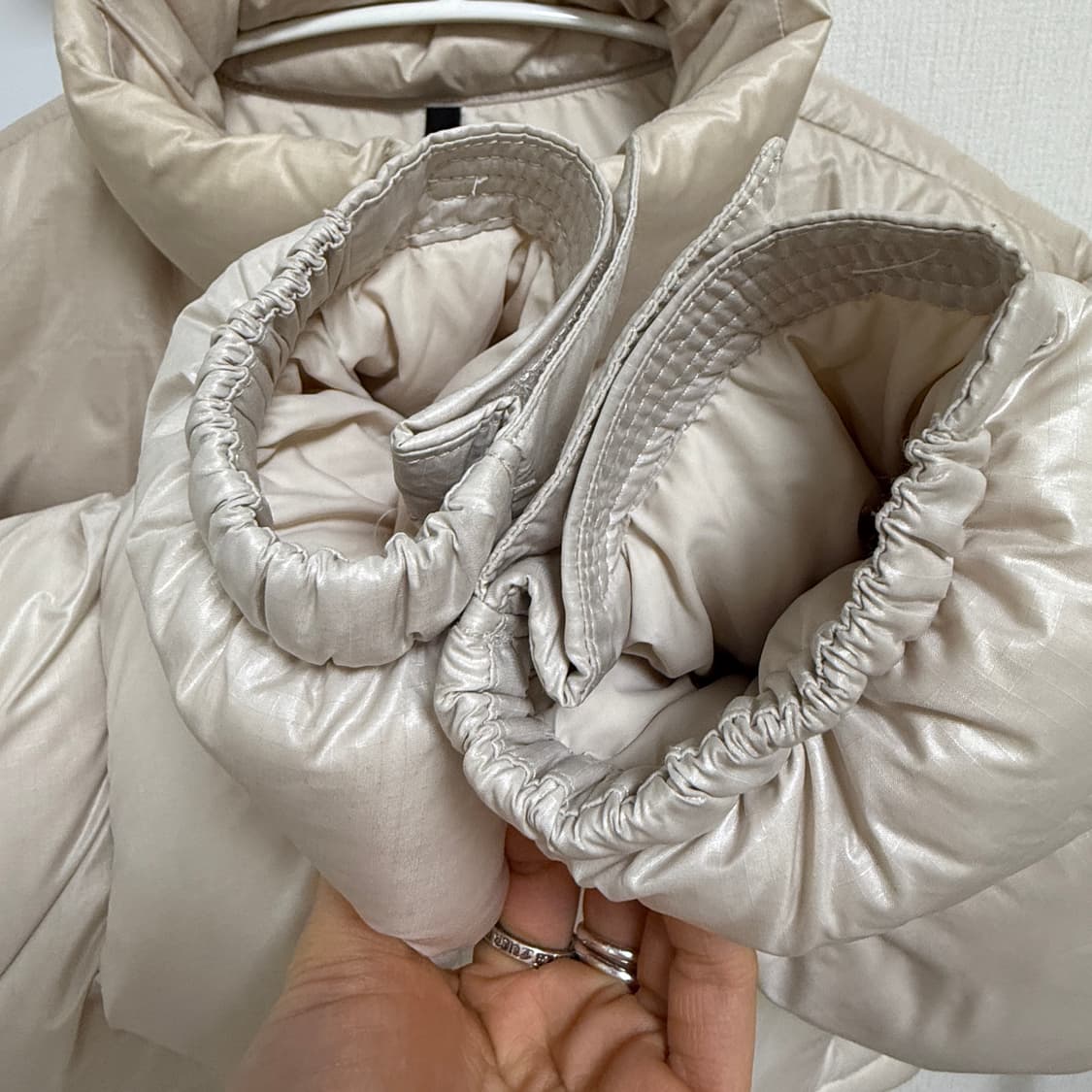 노스페이스 눕시 숏패딩 샌드베이지 90(M) NJ1DQ86C 상태매우좋음 상품이미지3