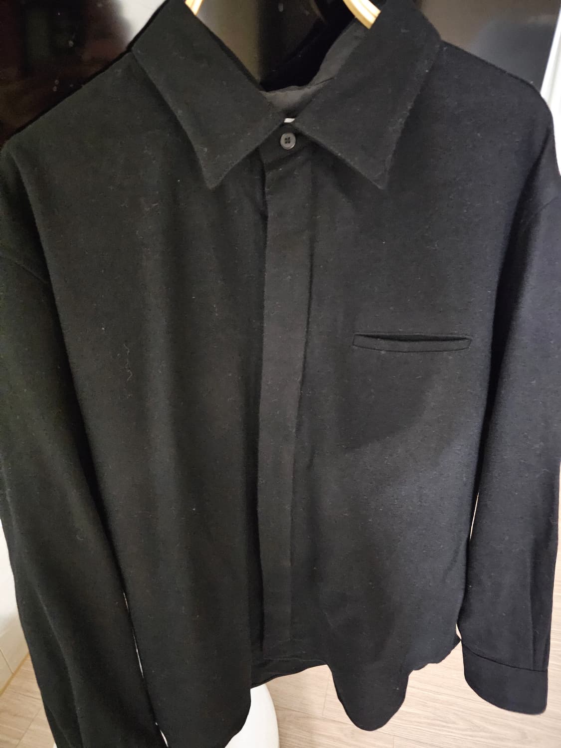 토니웩 버진울 히든 플래킷 셔츠 블랙 상품이미지5