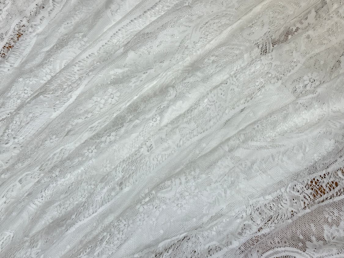 일본빈티지 화이트 플라워 레이스 플레어 롱 밴딩 스커트 상품이미지8