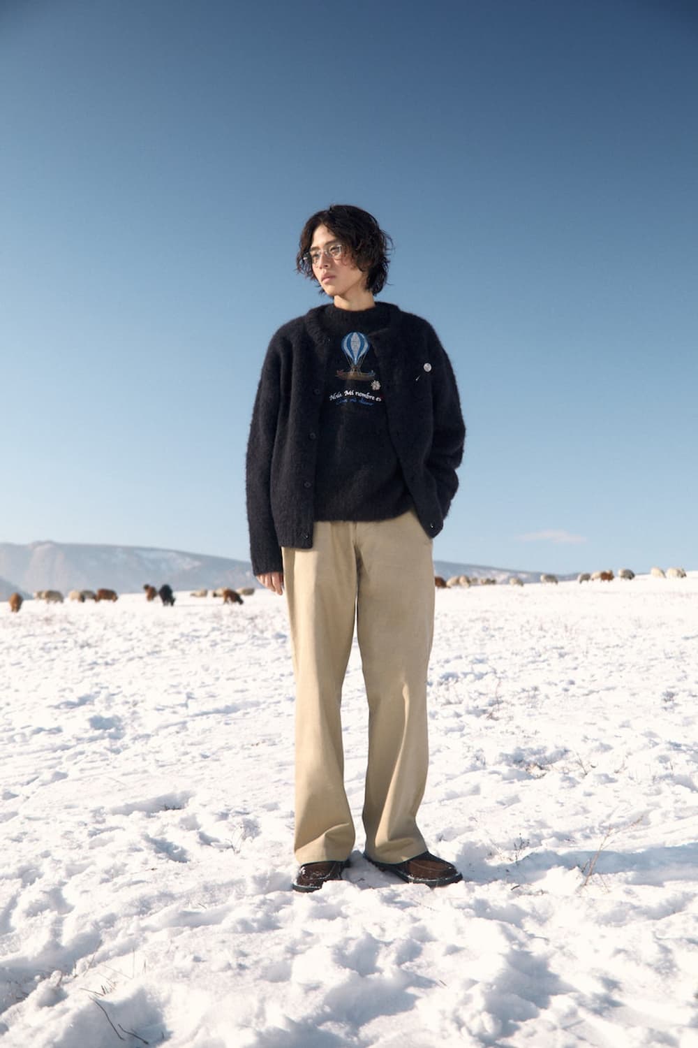 [L] stu 에스티유 열기구 모헤어 니트 스웨터 블랙 검정 긴팔 티셔츠 상품이미지4