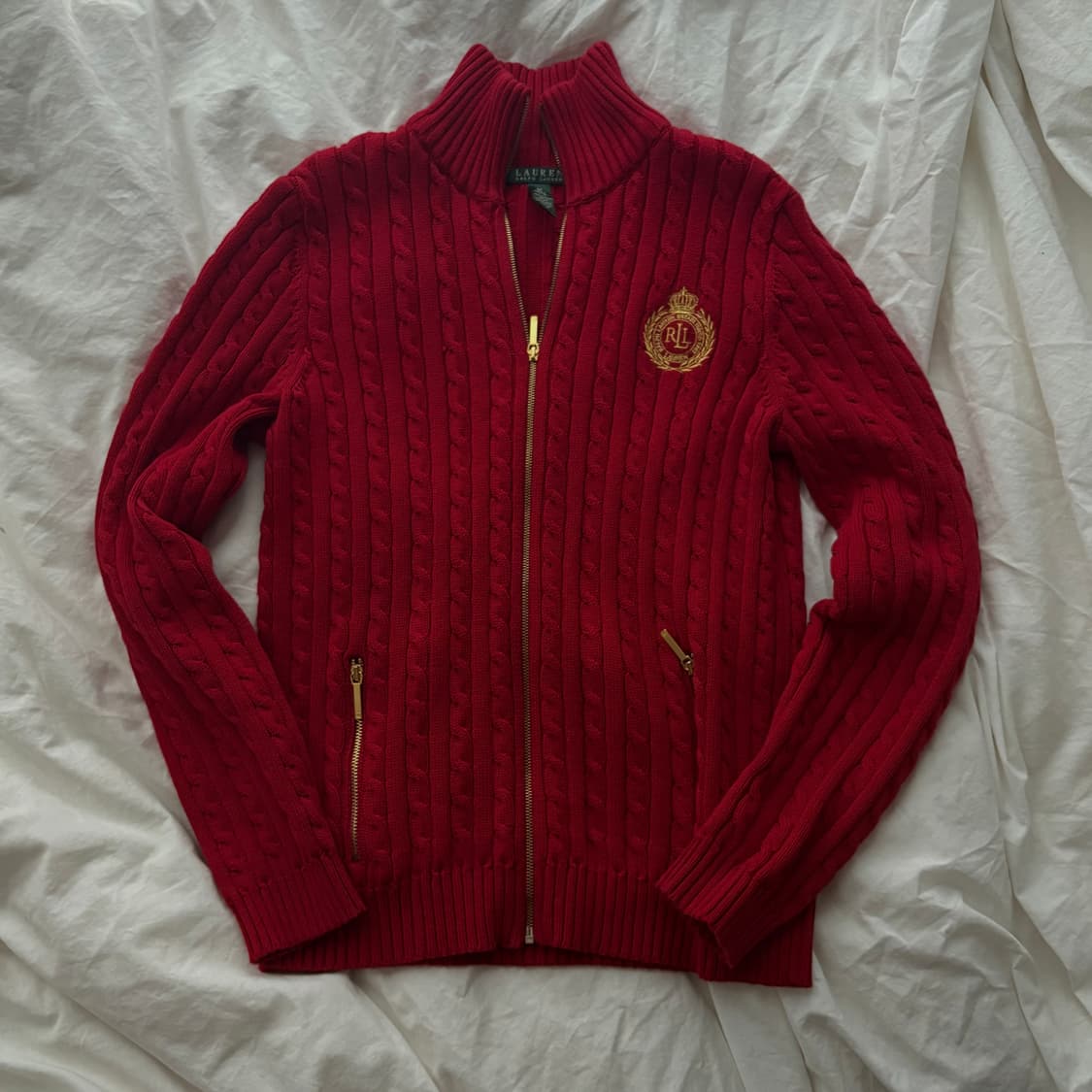 (M)랄프로렌 레드 니트집업 상품이미지2