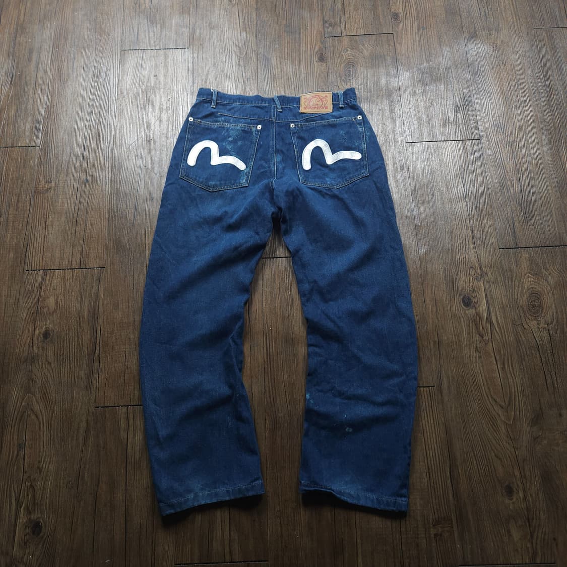 에비수 아카이브 백 자수 시그니처 데님 팬츠 상품이미지1