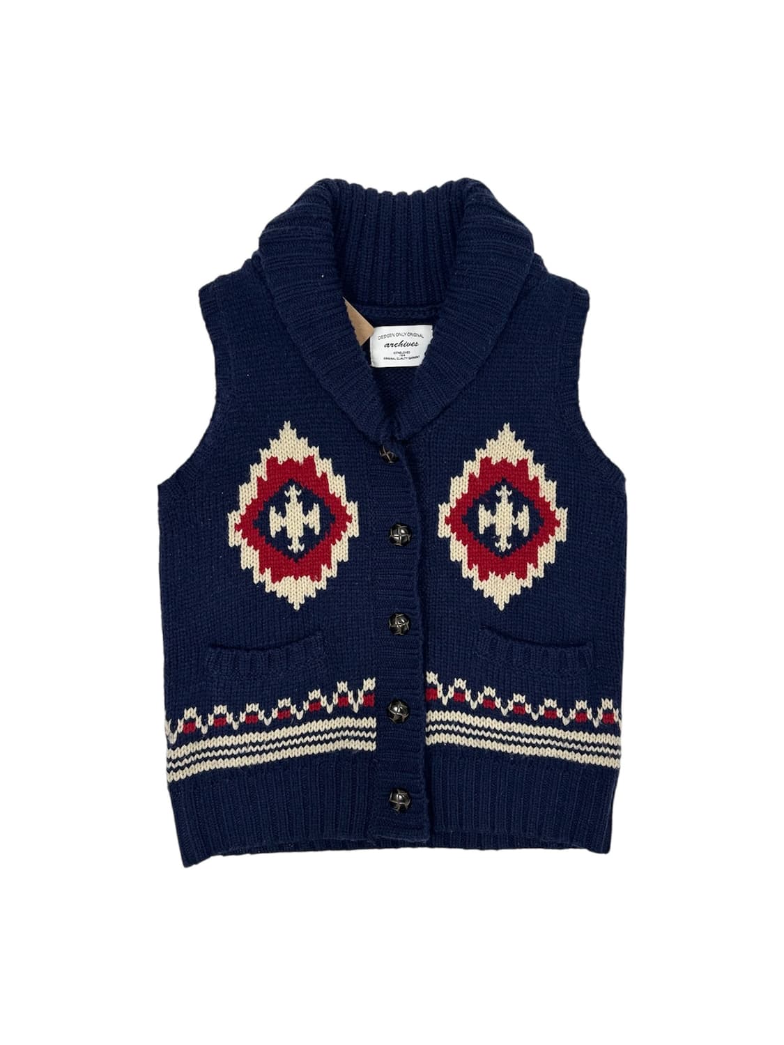 Patterned Navajo Knit Vest 상품이미지1