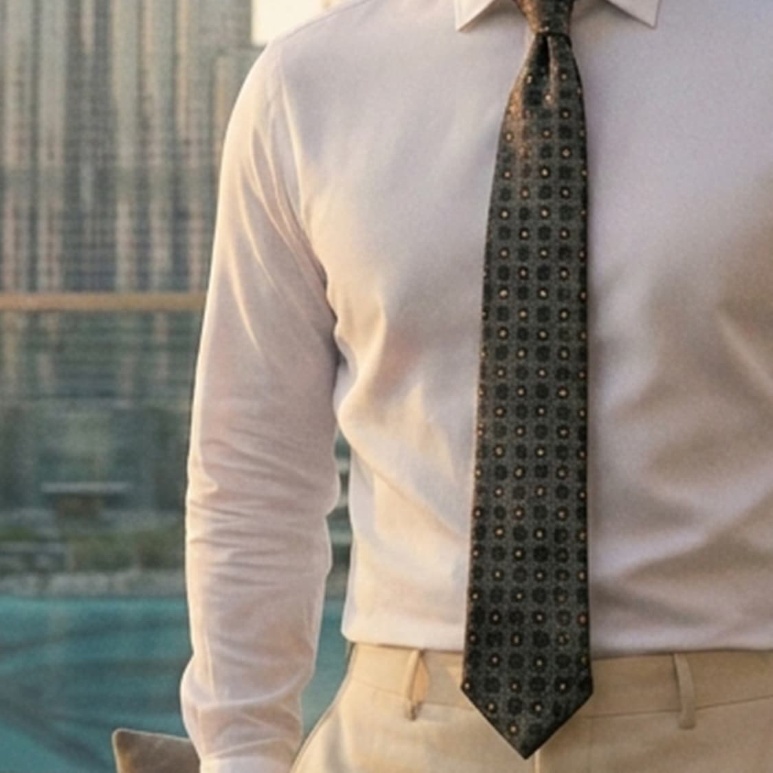 지오 송지오 실크 그레이 패턴 넥타이 7.5cm A+~A등급 E965 상품이미지1