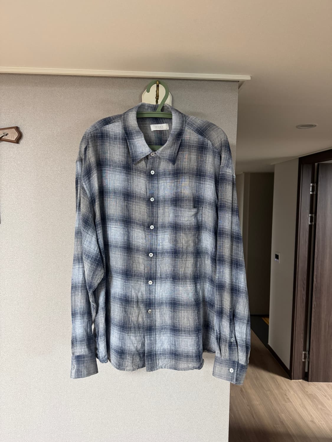 모마디자인 일본 린넨 체크셔츠 50사이즈 판매 상품이미지1